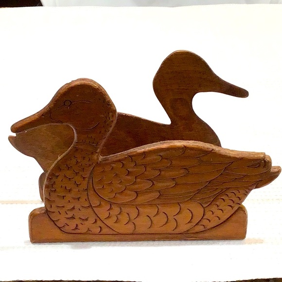 Handcrafted wood Duck Napkin or Mail holder vintage - Picture 1 of 3